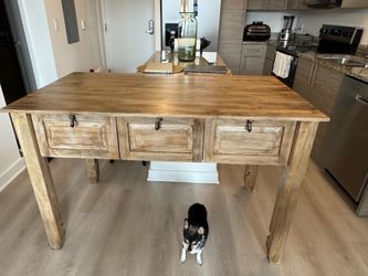 Crate & Barrel Basque Solid Wood Kitchen Island – Excellent Condition – Moving Sale