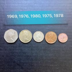Vintage set of Great Britain Elizabeth II Coins, Different Years