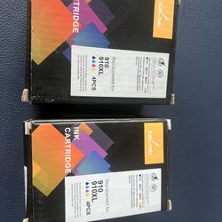LOT OF (2) Replacement Ink Cartridges For HP 910 & 910 XL All Colors And Black X 2