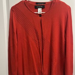 Jones New York Women's Sweater Tank 2 Piece Set Orange Solid Nylon Ladies PS