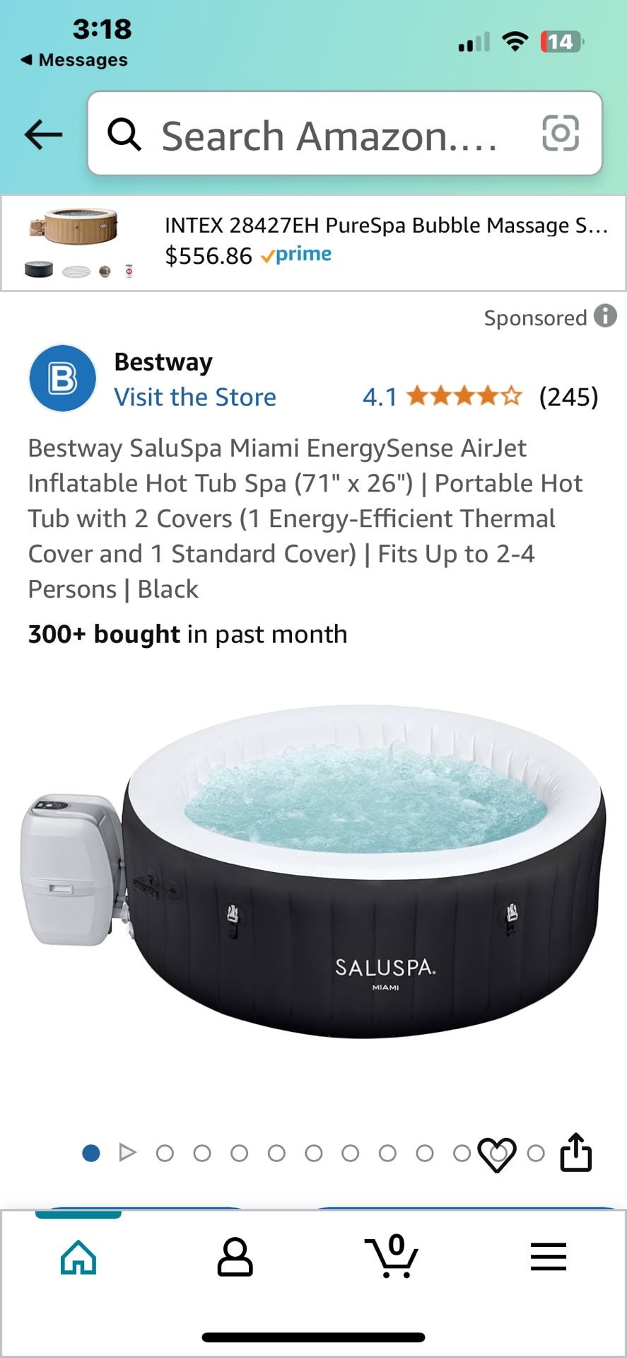 Saluspa Miami Energy Sense Air jets Inflatable Hot Tub Spa