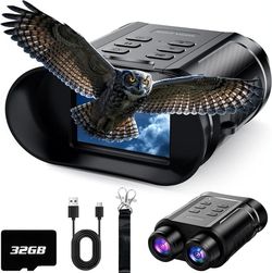 5W Upgraded 4K HD IR Binoculars - 8X Digital Zoom/Rechargeable Battery/32GB Card/Flashlight