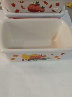 Ceramic Loaf Pan with Harvest  Design set of 4