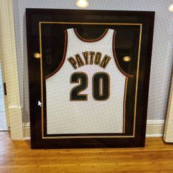 Gary Payton Framed Team Issued Jersey Home White