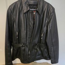 Women's Black Leather Riding Jacket-size Large- Excellent Condition
