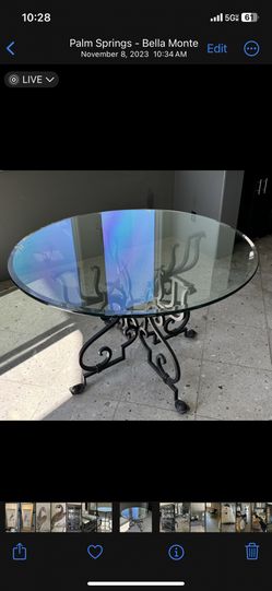 Ornamental Iron Table with Tempered Glass Top ~ 48” Round