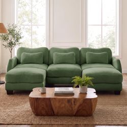 Rosedale 101" Modular U-Shaped Curve Design Sectional Sofa with 2 Ottomans