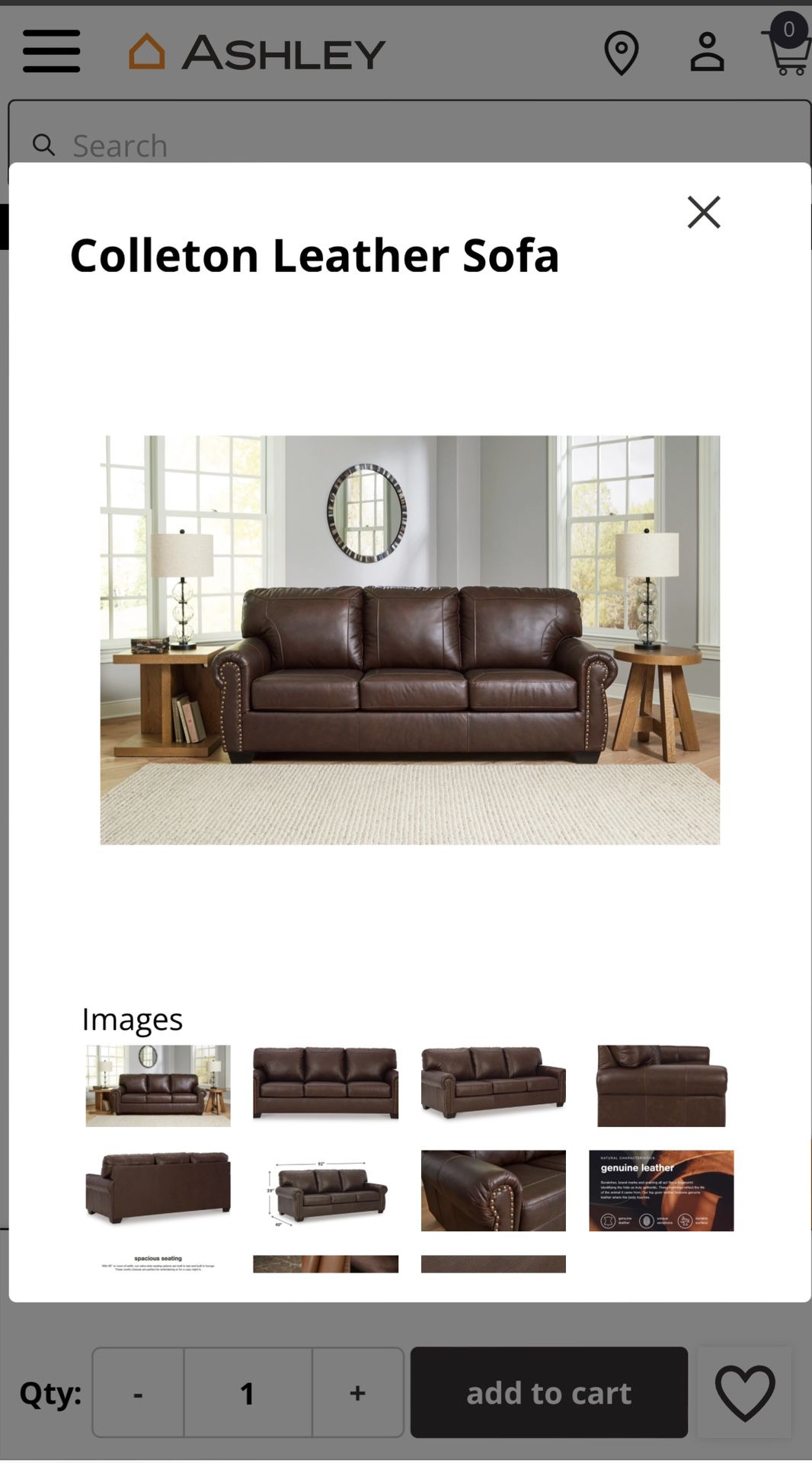 Ashley Leather Sofa Set-like New