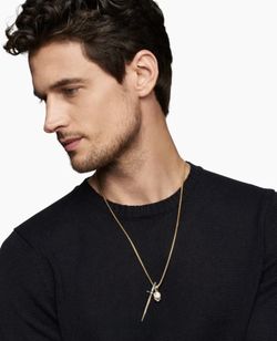 14k Diamond Enamel Sword Pendant