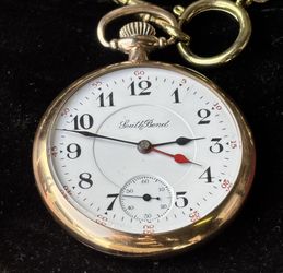 SOUTH BEND "THE STUDEBAKER" 21j 14k GOLD FILLED OPEN FACE 16s RR POCKET WATCH WITH 2 TIME ZONES