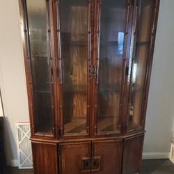Vintage Stanley Faux Bamboo China Cabinet for Custom Lacquer