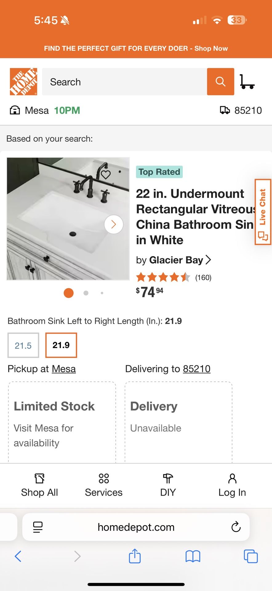 22 in. Undermount Rectangular Vitreous China Bathroom Sink in White