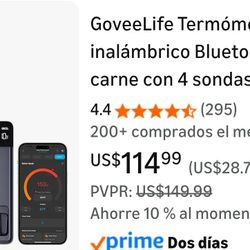 GoveeLife Wireless Bluetooth Meat Thermometer with 4 Probes, Unlimited WiFi Range, ±1.8℉ Accuracy, IP68 Waterproof Real-Time Digital Food Thermometer