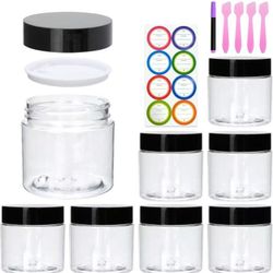 8 Pack 2oz Plastic Containers with Lids, Jars with Lids, Great for storing,lip balms, creams, ointments, cosmetics, samples