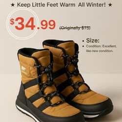 LIKE NEW Sorel Kids' Snow Boots - Size 4 - Keep Their Feet Warm & Dry