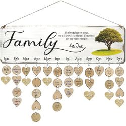 Gifts for Mom, Grandma, Wooden Family Birthday Plaque Calendar Reminder Board, Mother's Day
