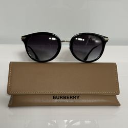 New Burberry 4398D 3001/8G Black Round Acetate Unisex Sunglasses 50mm