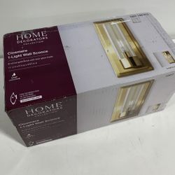 Closmere 5 in. 1-Light Brushed Gold Mid-Century Modern Wall Sconce with Clear Glass Shade