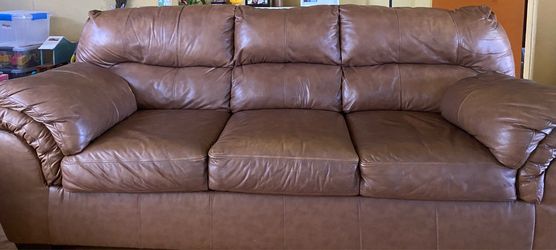 Brown Faux Leather Couch