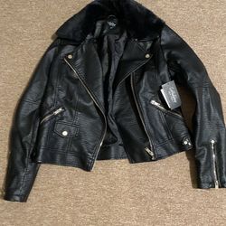 large faux leather jacket