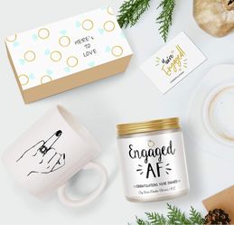Engagement Gifts for Women，AF Soy Wax Candle Gifts for Her Ring Finger Coffee Mug, Gifts For Couples 