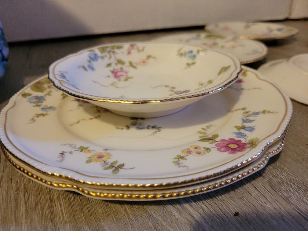 10 piece vintage bone china large rare set Castleton Sunnyvale collection stampe