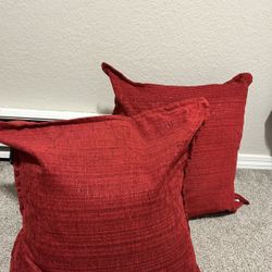 Red Throw Pillows Feather Fill - Set Of 2