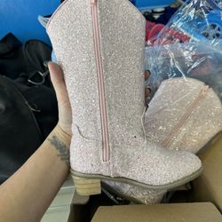 Toddler Cowgirl Boots Pink Glitter