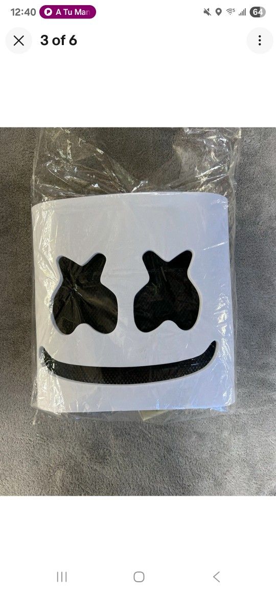 DJ Marshmallow Adult  Light Up LED Half Mask Halloween New Nice