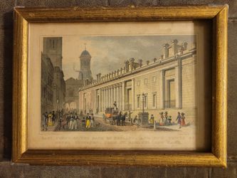Antique Framed East Front of the Bank of England 1828 Print Shepherd & Wallis