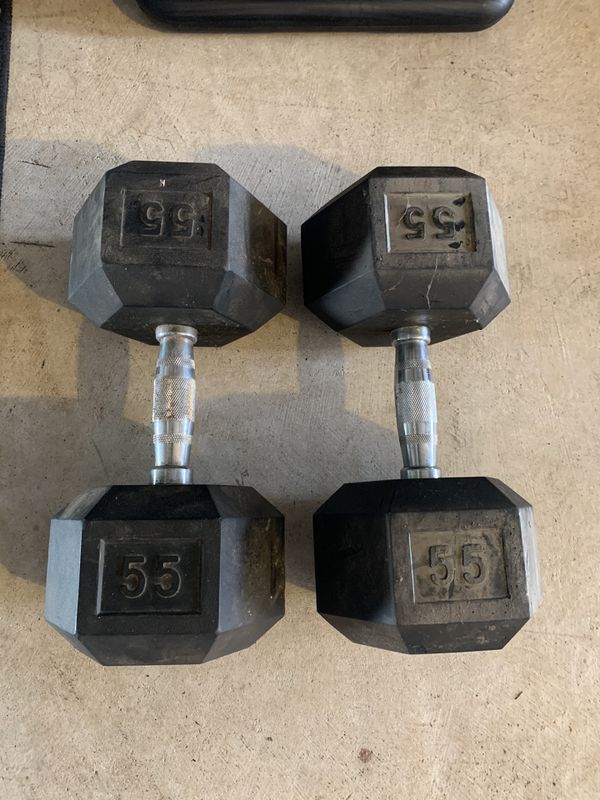 55 lb dumbbells weights rubber dumbells weight set for Sale in
