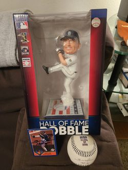Trevor Hoffman Signed Topps Card, Signed HOF Ball, and HOF Bobblehead
