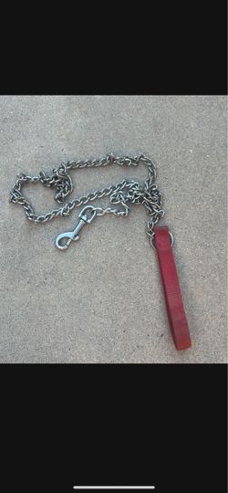 Metal Chain Dog Leash with Red Handle 5 foot
