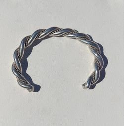 Sterling Silver Twisted Cable Cuff Bracelet – 46.73g