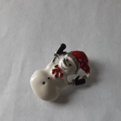 Vintage Christmas Snowman Brooch 