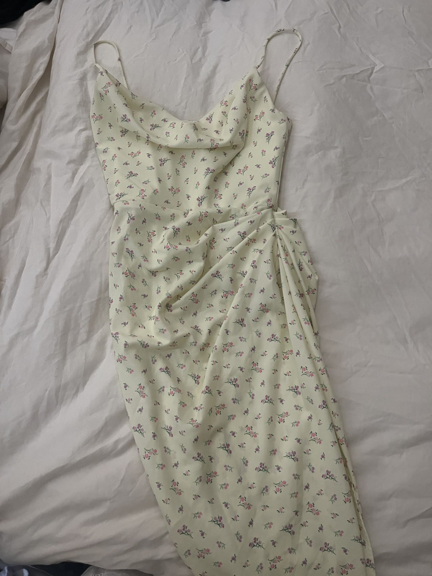 House of CB Daniella Floral Corset Cocktail Dress in Lemon Floral
