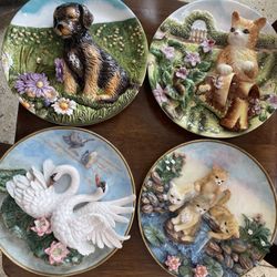 5 Relief Decorated Wall Plates 