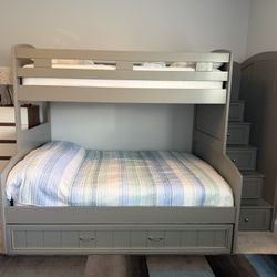 Twin over Full Bunk Bed with Trundle and Stairs with 5 Storage