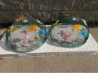 2 decorative mesh food covers 14”