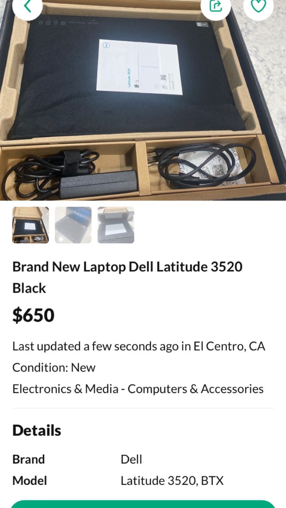 Brand New Laptop Dell Latitude 3520