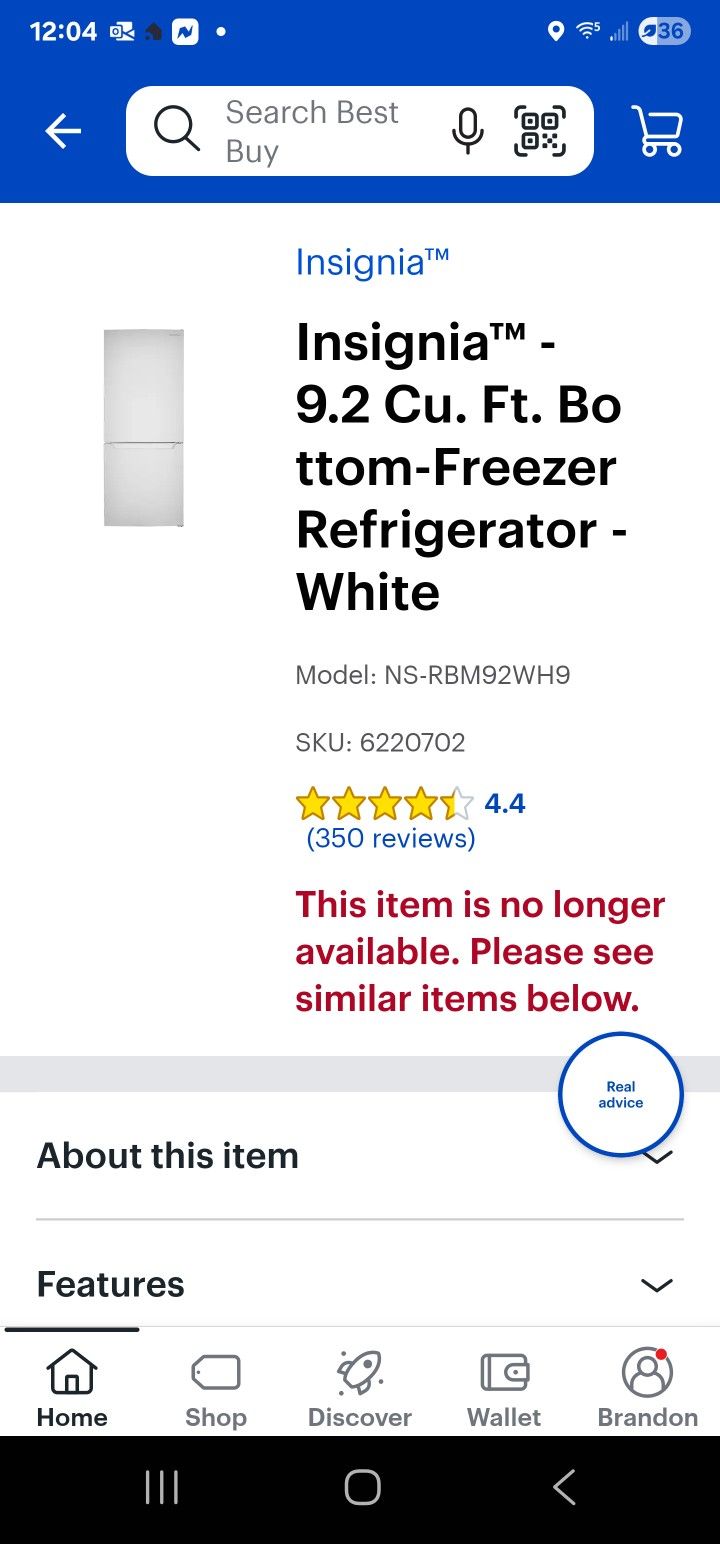 Insignia Fridge with bottom Freezer