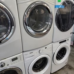 Whirlpool Front Loading Washer And Stackable Gas Dryer Set 