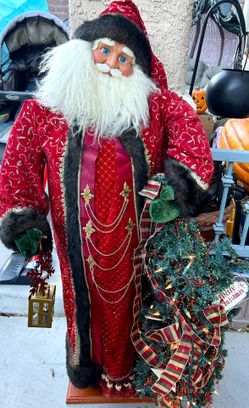 Vintage Lighted Santa Claus 4’ Foam Door Greater
