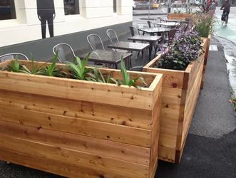 Custom privacy wall patio garden bed flower herb planter box wooden cedar redwood container vegetable urban