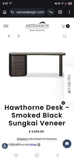 Hawthorne desktop smoked black Sungkai