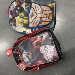 Kids backpacks star wars and transformers