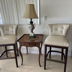 Two Bar Chairs With Table