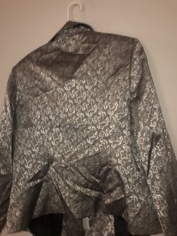 Gray w flower print Skirt With Jacket Set