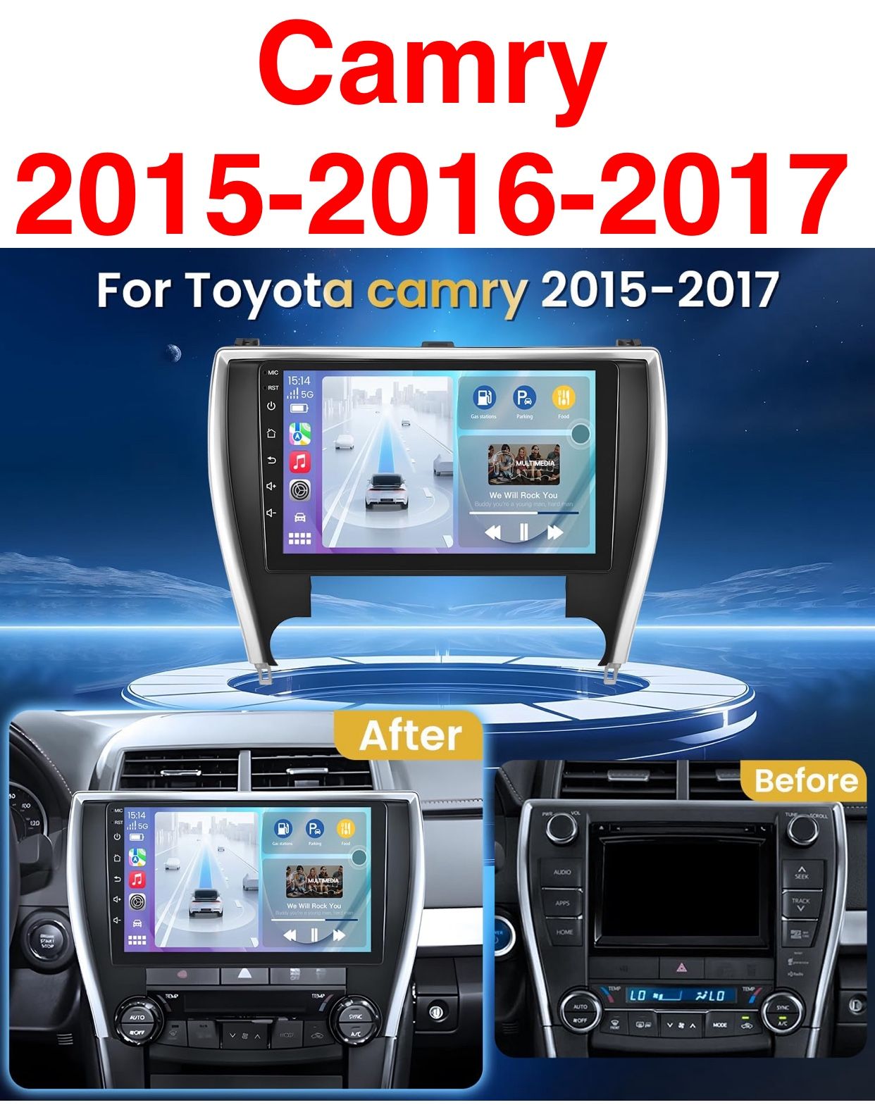 Wireless CarPlay Android Auto Screen Car 10”Camry 2015-2016-2017🔥$98🔥PRICE WITHOUT INSTALLATION