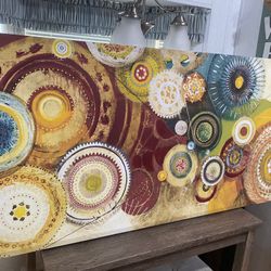 Abstract Colorful Circle Wall Art 27x54 inches 